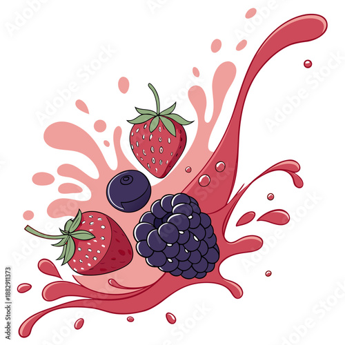 Fresh Berry Juice Splash Premium Motion on White Background