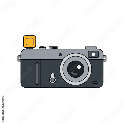 Retro Camera with Pop-up Flash - Vintage Photography Icon