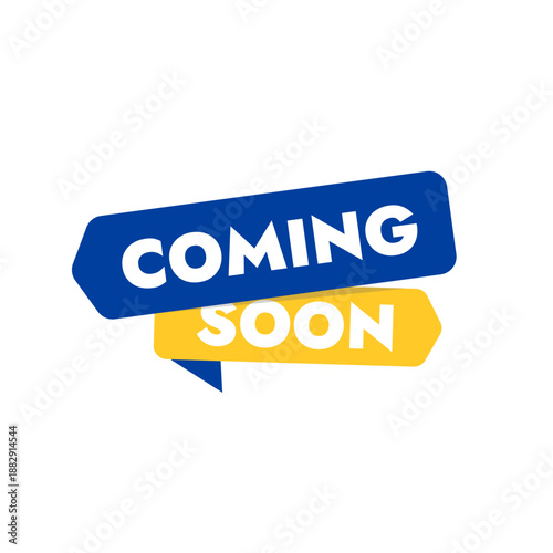 Yellow blue coming soon banner without background flat vector