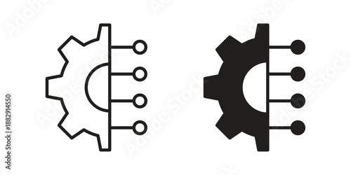Digital technology gear icon suitable for mobile application.