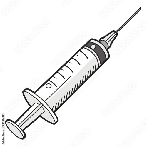 Medical Syringe and Needle Product Illustration on White
