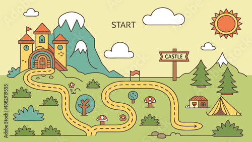 Pixel Art Fantasy Adventure RPG World Map Background