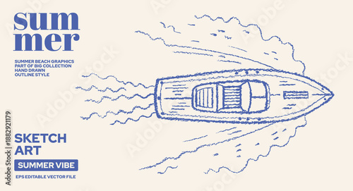Boat top view. Sea ship or yacht with water waves pattern. Cruise yacht aerial vector. Ocean sailboat with speed lines. Sail boat rowing above sea wave icon. Top view of deck, water. Ocean or lake bg