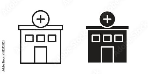 Hospital icon suitable for mobile application.