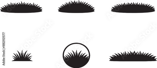 Zoysia Grass Icon Set Black and White