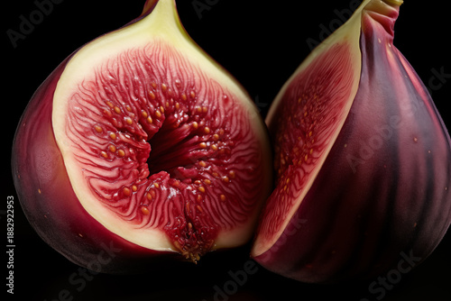 Halved Fig with Bright Pink Interior and Tiny Seeds in Soft Natural Daylight