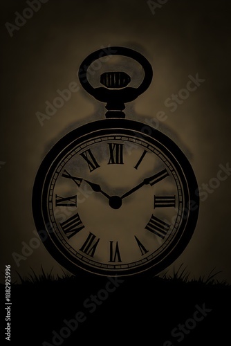 old clock on black background