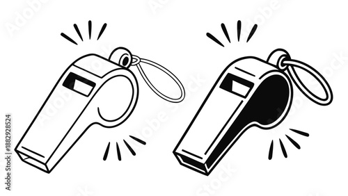 Black and White Whistle Silhouette Icon Graphic