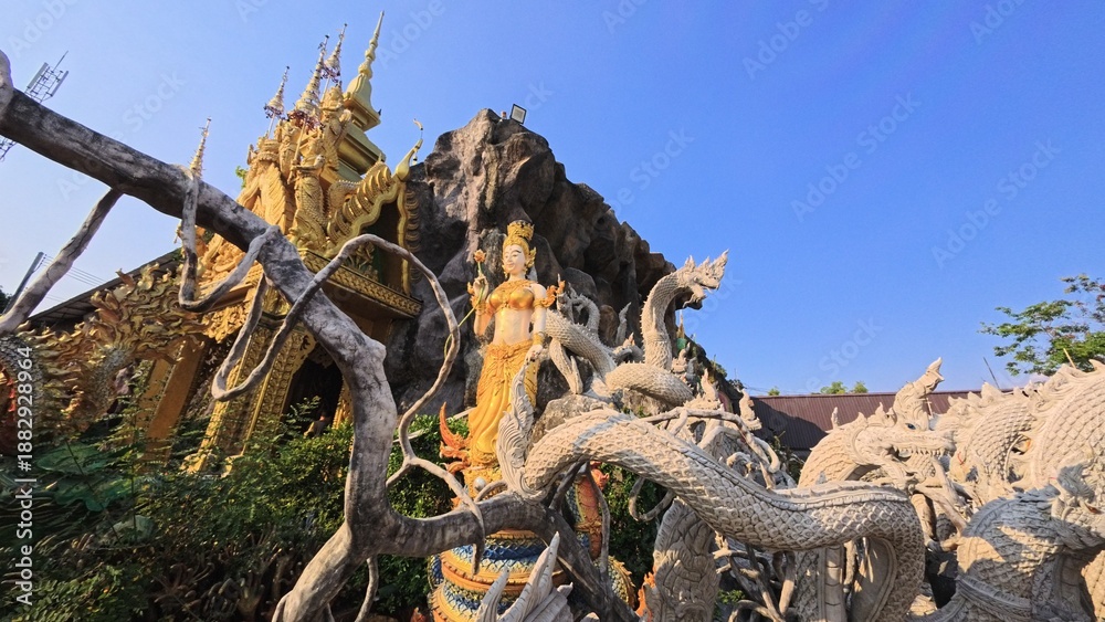 Fototapeta premium Naga Cave is enshrines a large Buddha for people to worship Nakhon Nayok, Thailand 