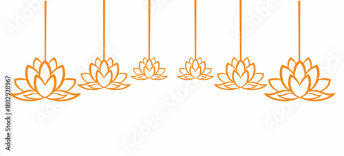 LOTUS VESAK DAY HANGING LINE ART ON WHITE BACKGROUND