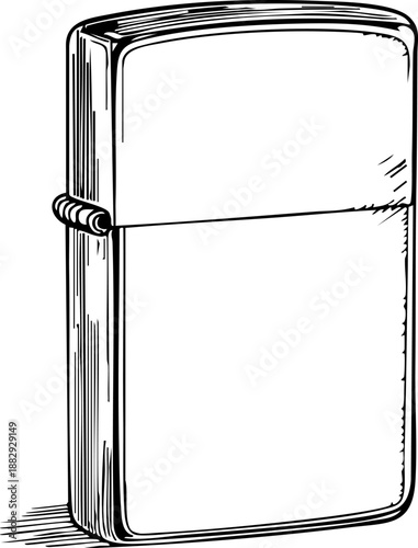 Stylized illustration of a classic metal lighter with a smooth finish.