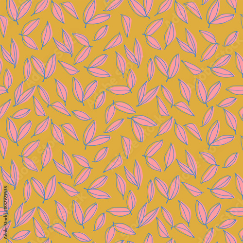 Seamless pattern with hand drawn hearts in Christmas and Valentines color combinations Floral Block Prints inspired by printmaking in Christmas color combinations