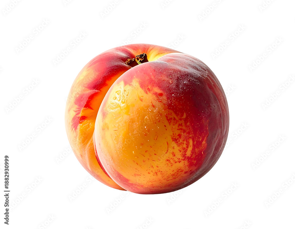 Fototapeta premium A ripe nectarine with smooth skin, showing vibrant yellow and red hues