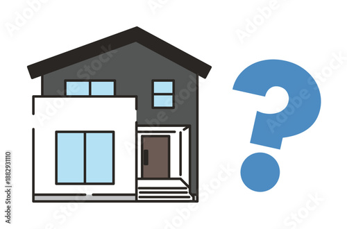 家とはてなマークのイラスト