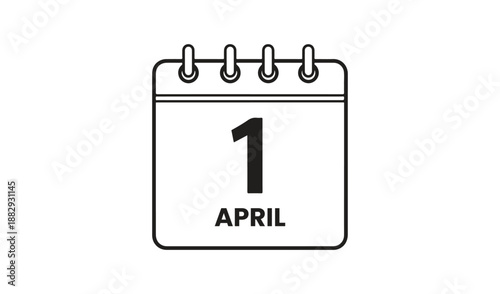 April 1st Calendar Page Icon for April Fools Day Prank Holiday Vector Illustration