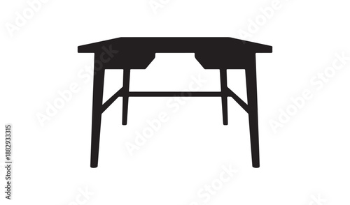 Modern Office Desk or Work Table Silhouette Icon for Interior Design and Workspace Concept