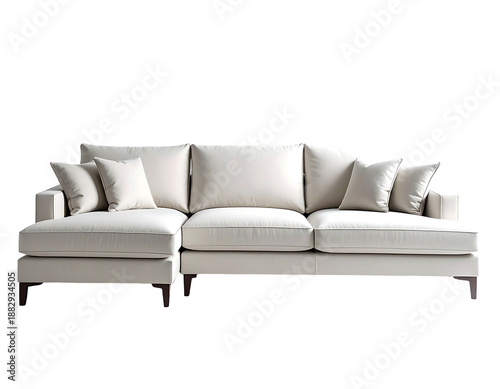 Plush sectional sofa with clean lines and multiple throw pillows