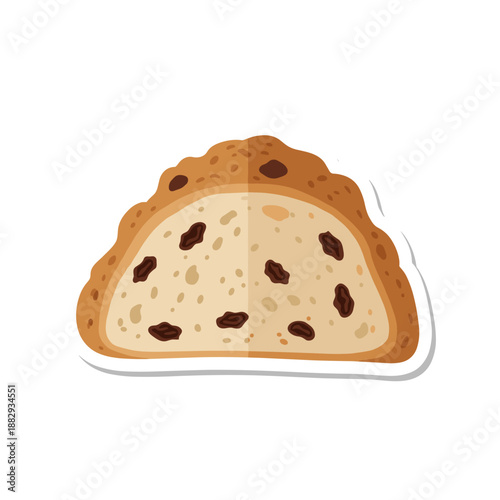 Delicious Raisin Bread Slice Sticker Illustration.