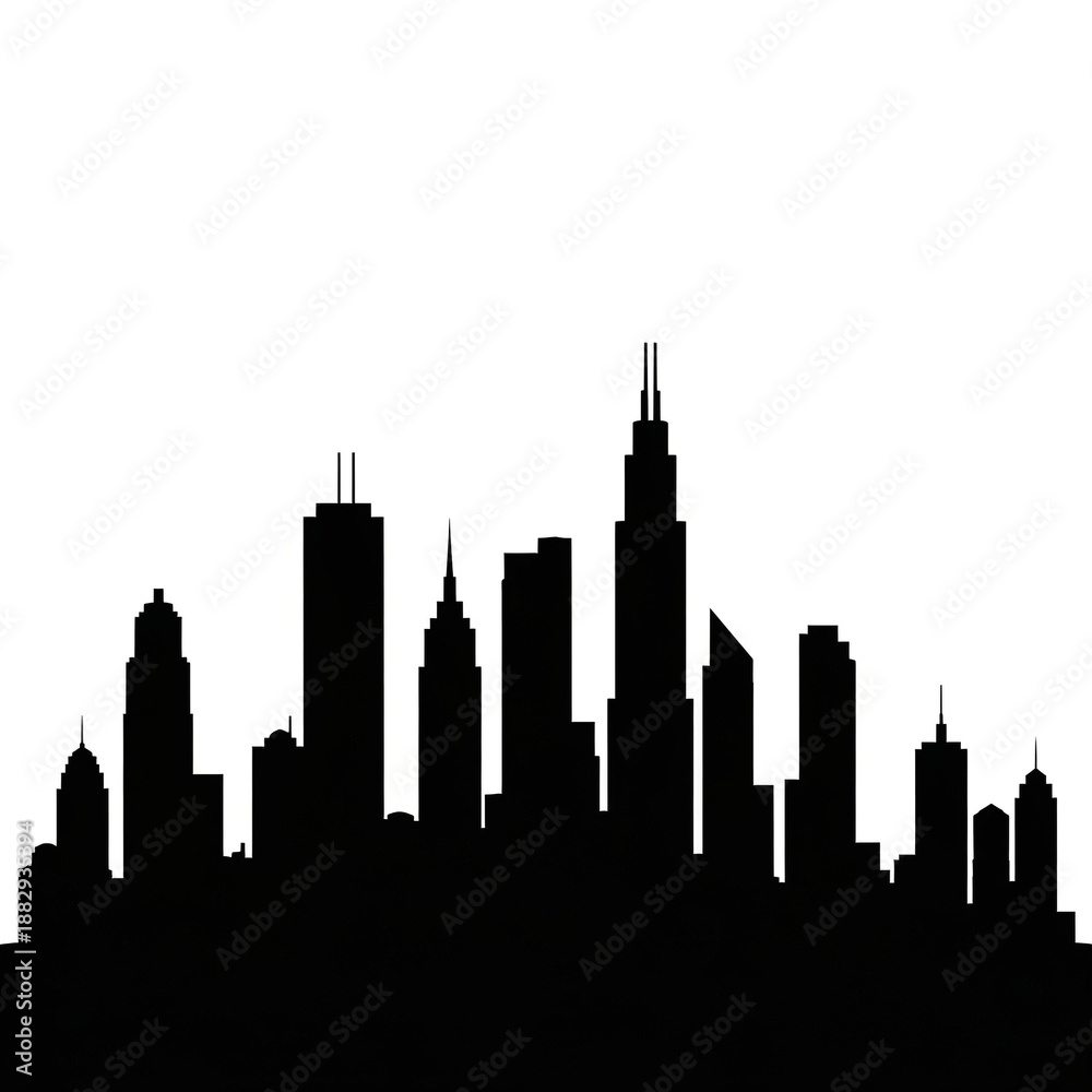 Obraz premium Modern City Skyline Silhouette Vector Illustration - Urban Architecture Design for Travel & Business Graphics