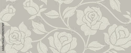 Wallpaper Mural Abstract rose flower seamless pattern with dotted style. Torontodigital.ca