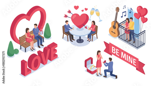Valentine Couple Romantic Celebration Love Icons