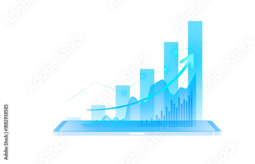 Business Growth Finance Chart With Up Arrow And Success Profit Graph Transparent PNG
