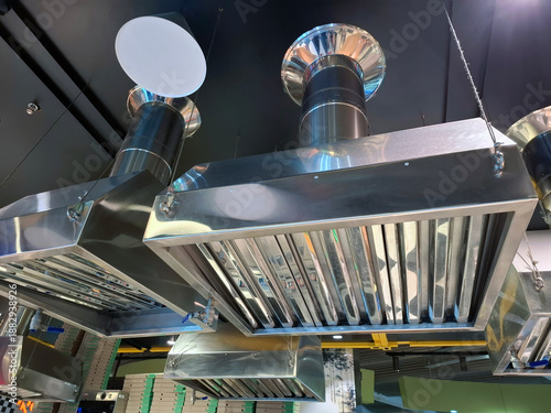 Photos Stainless steel kitchen hoods with ventilation system