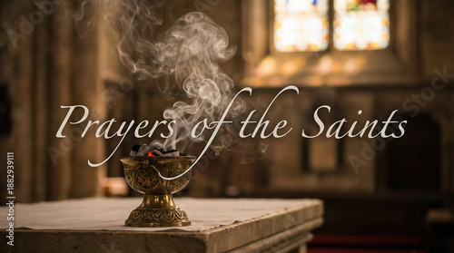 Incense burner releasing smoke in a church ambiance  