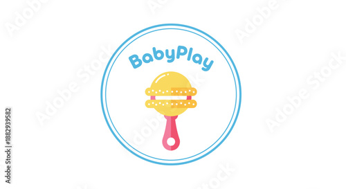 Colorful Baby Rattle Toy Illustration Design.