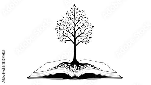 Tree of Knowledge A Symbol of Growth and Learning from an Open Book.
