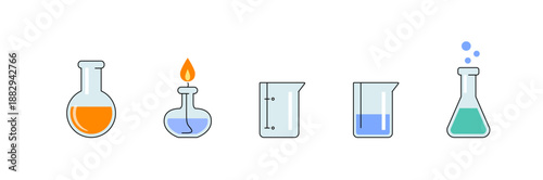 Science laboratory test tubes and experimental tools vector