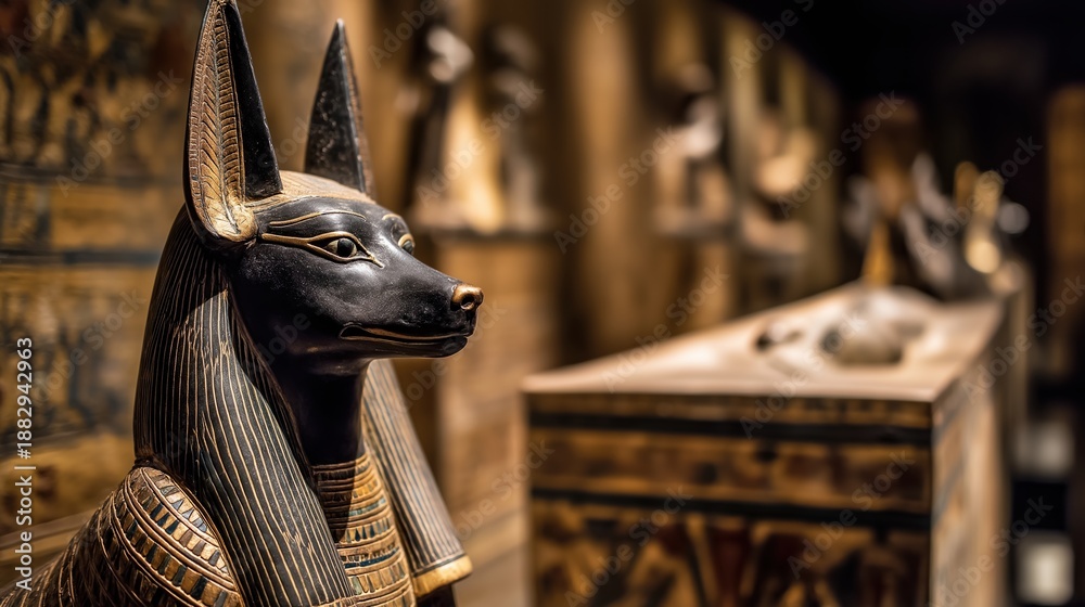 Fototapeta premium Ancient Egyptian Artifacts in Museum Display