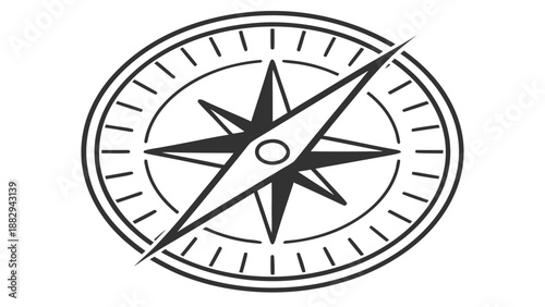 Black compass rose wind rose symbol on white background