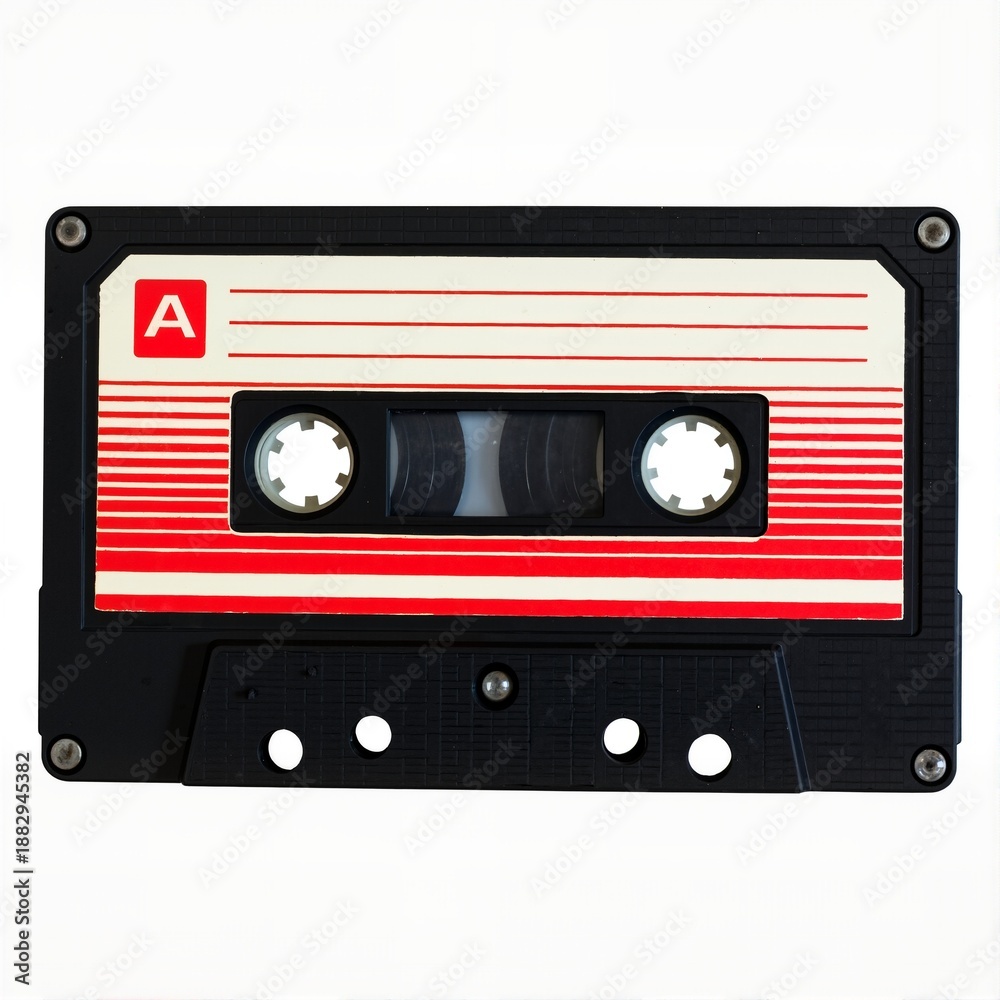 Obraz premium Retro Cassette Tape on White Background