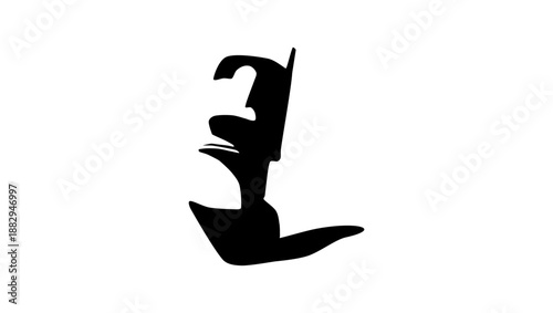 Easter Island statue, black isolated silhouette