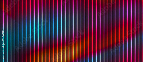 Abstract grainy ribbed glass background in colorful tones with glossy curved texture, vertical light lines and smooth gradient for use in luxury design or digital surface visuals