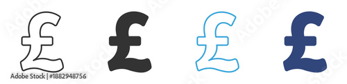 British Pound Currency Icon Set. Money Symbol £. Finance, Payment, Vector Illustration.