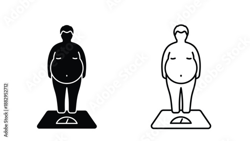 weight loss illustration depicting before and after on a scale