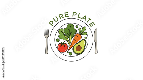 Healthy Food on Plate with Utensils.