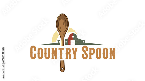 Wooden Spoon with Country Text Logo.