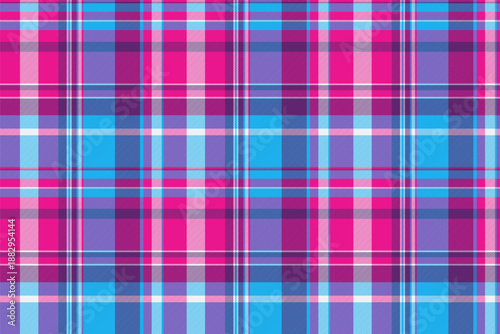 Fashioned tartan fabric pattern, paisley check seamless vector. Italian plaid textile texture background in bright and cyan colors.