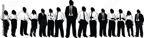 Business professionals silhouette, corporate team, leadership concept, formal attire, teamwork unity, business hierarchy, black and white, professional group, success