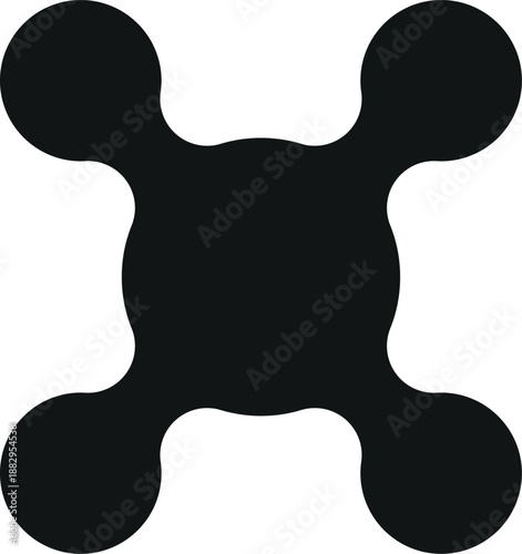 A black molecular structure symbol on a white background