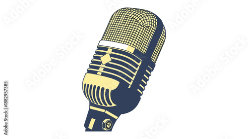 Vintage Microphone Illustration A Classic Audio Recording Device in Detailed Vector Art.