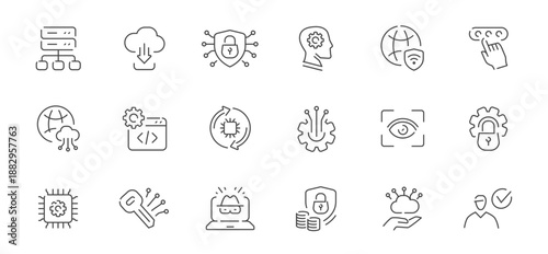 Internet protection web icons set. Security access, password concept. Symbols and signs for apps and websites
