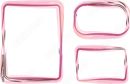 pink decorative abstract brush stroke frames box set