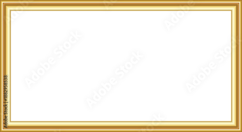 Elegant gold picture frame isolated on transparent background, classic decorative border PNG for photo, artwork and certificate presentation, luxury vintage style frame for design mockups and graphic 