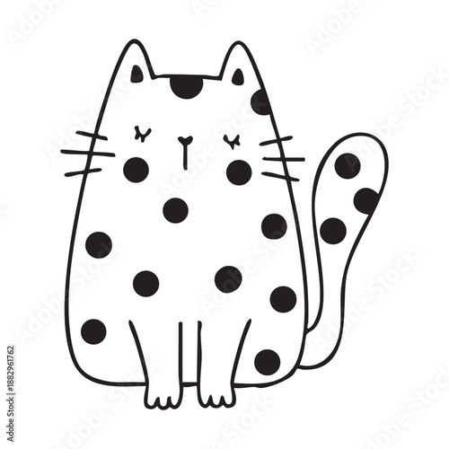 Cute and funny cats doodle line illustration. Cartoon cat or kitten characters design with outline style.