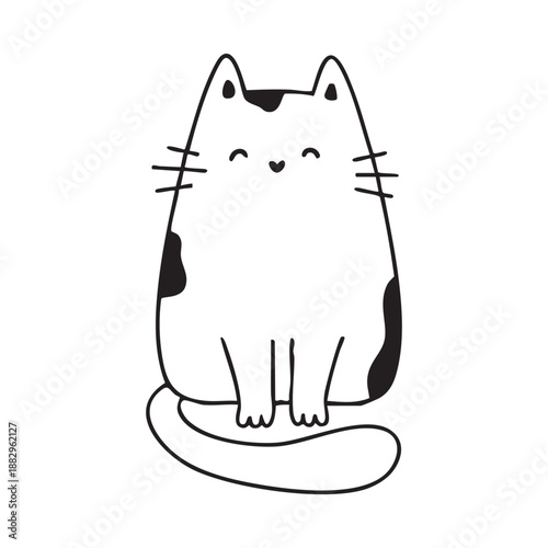 Cute and funny cats doodle line illustration. Cartoon cat or kitten characters design with outline style.