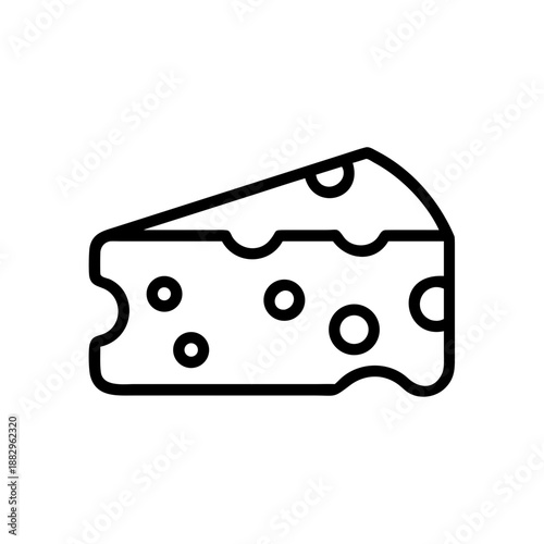 Cheese wedge illustration with holes on a white background  